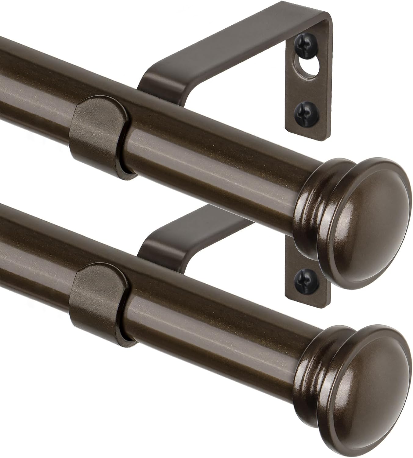 TONIAL Curtain Rod 32 to 58 Inch(2.6-4.8ft), Telescoping Splicing 3/4 Drapery Rods for Windows 20 to 53 Inch(1.7-4.4ft), Decorative Single Rod with Small Cap Finial, Black