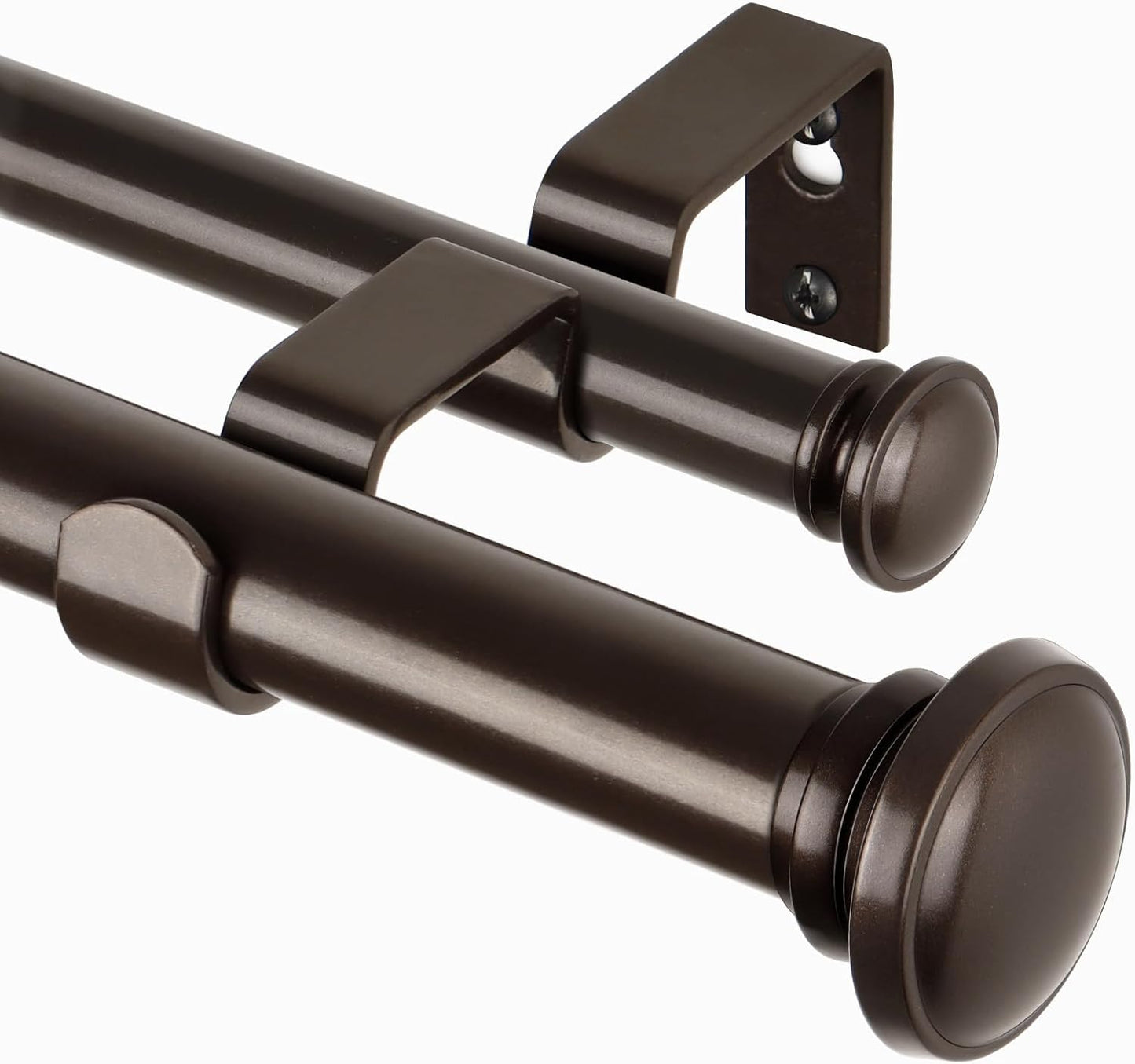 TONIAL 1 Inch Double Curtain Rods 72 to 144 Inch (6 to 12 ft), Heavy Duty Decorative Drapery Rod for Windows 69 to 140 Inch (5.75 to 11.7 ft) with Small Cap Finial, Black