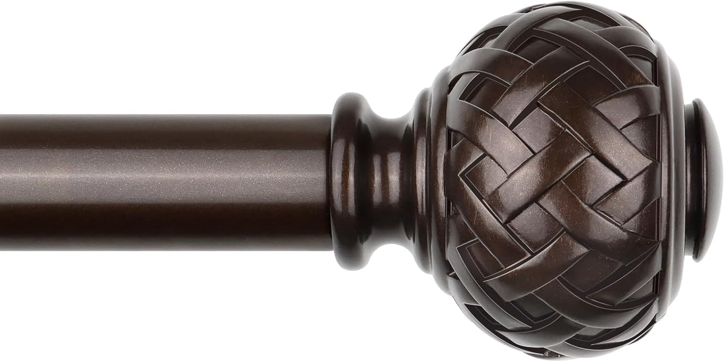 TONIAL Bronze Curtain Rod 32 to 120 Inches, 7/8 Adjustable Curtain Rods for Windows 20 to 116 Inches, Splicing Drapery Rods Heavy Duty with Netted Texture Finials