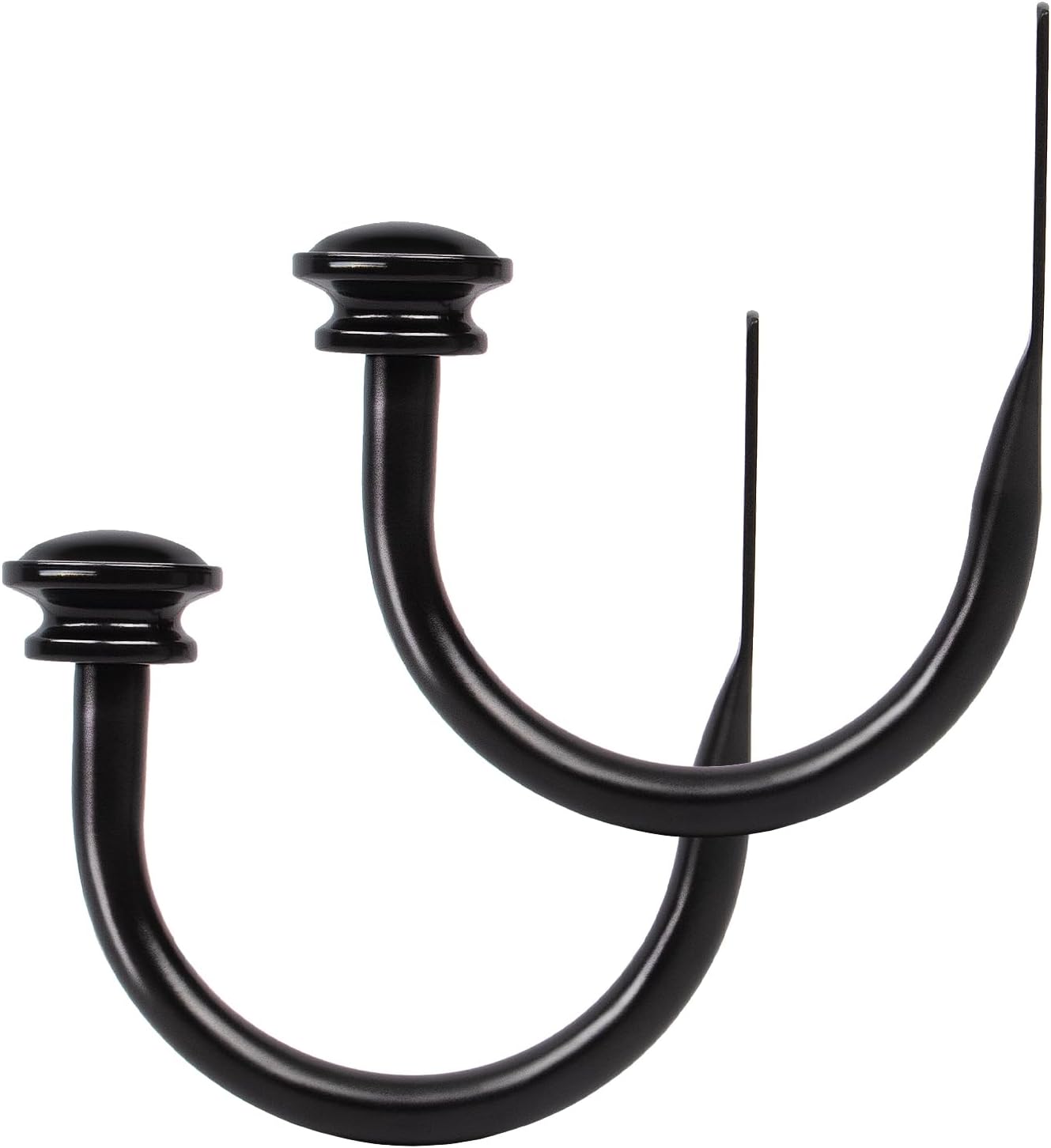 TONIAL Curtain Holdbacks 2 Pack, Decorative Window Drapery Tiebacks for Wall with Small Finials (1 Pair/2 Pack), Bronze
