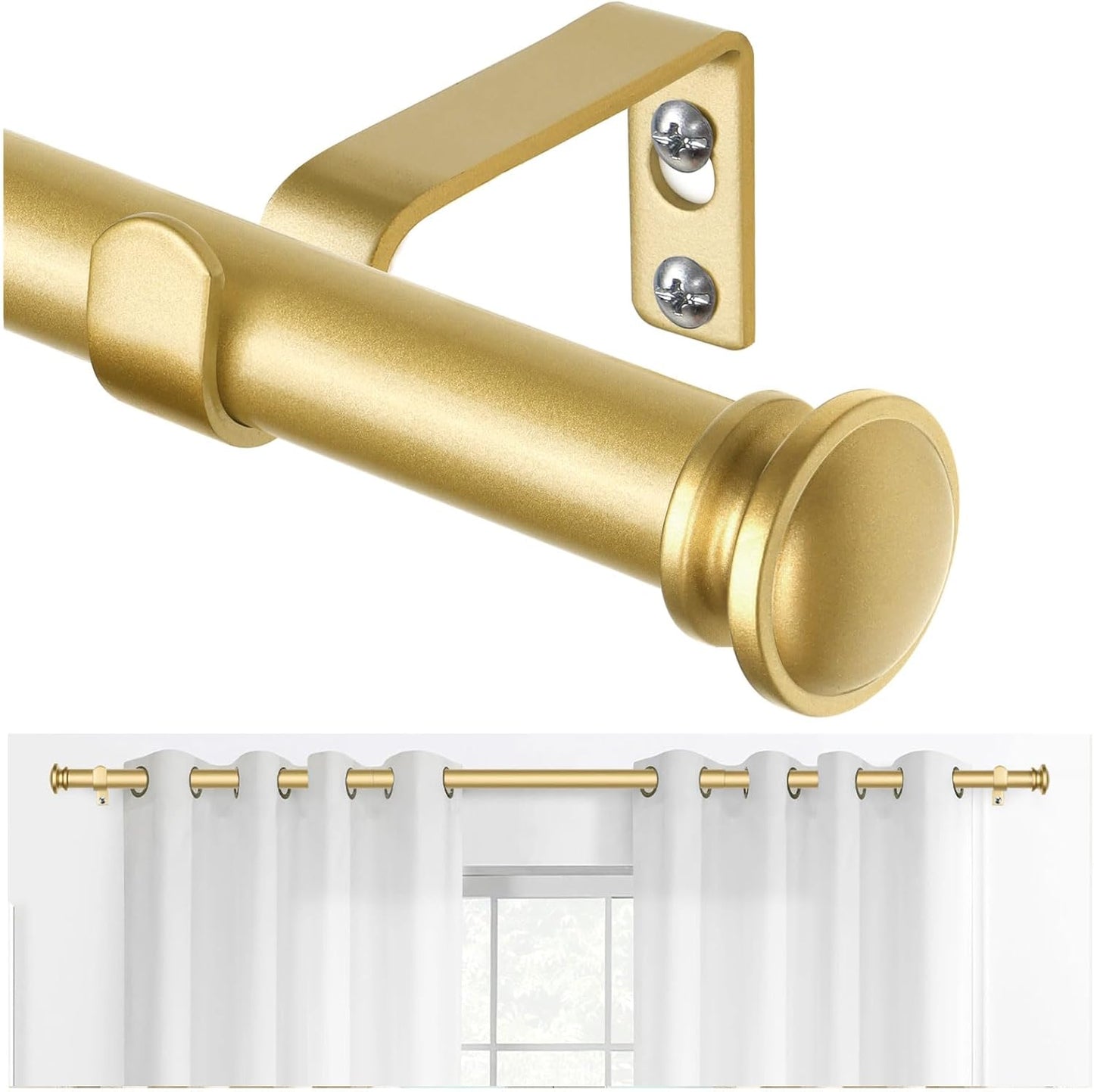 TONIAL Curtain Rod 32 to 58 Inch(2.6-4.8ft), Telescoping Splicing 3/4 Drapery Rods for Windows 20 to 53 Inch(1.7-4.4ft), Decorative Single Rod with Small Cap Finial, Black