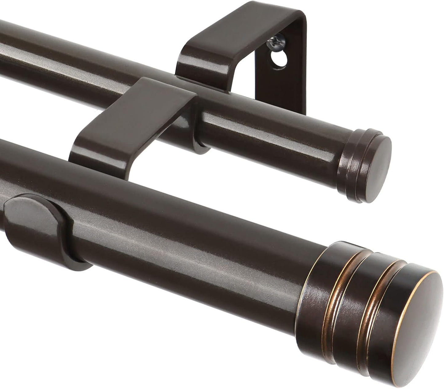 TONIAL1 Inch Double Curtain Rods for Windows 66 to 120 Inches, Heavy Duty Decorative Drapery Rod 32 to 144 Inches with Classic Cap Finial, Black