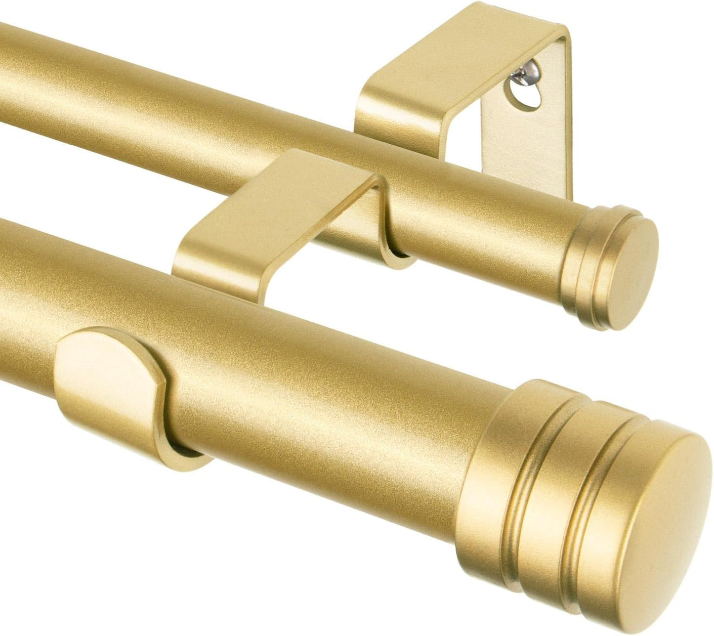 TONIAL1 Inch Double Curtain Rods for Windows 66 to 120 Inches, Heavy Duty Decorative Drapery Rod 32 to 144 Inches with Classic Cap Finial, Black