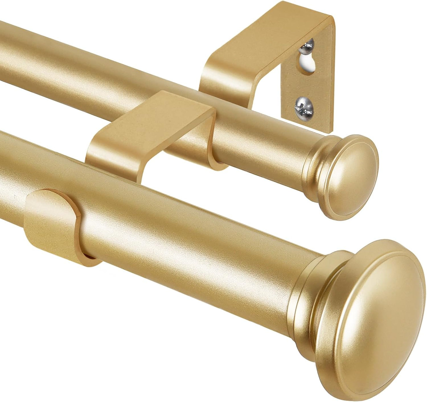 TONIAL 1 Inch Double Curtain Rods 72 to 144 Inch (6 to 12 ft), Heavy Duty Decorative Drapery Rod for Windows 69 to 140 Inch (5.75 to 11.7 ft) with Small Cap Finial, Black