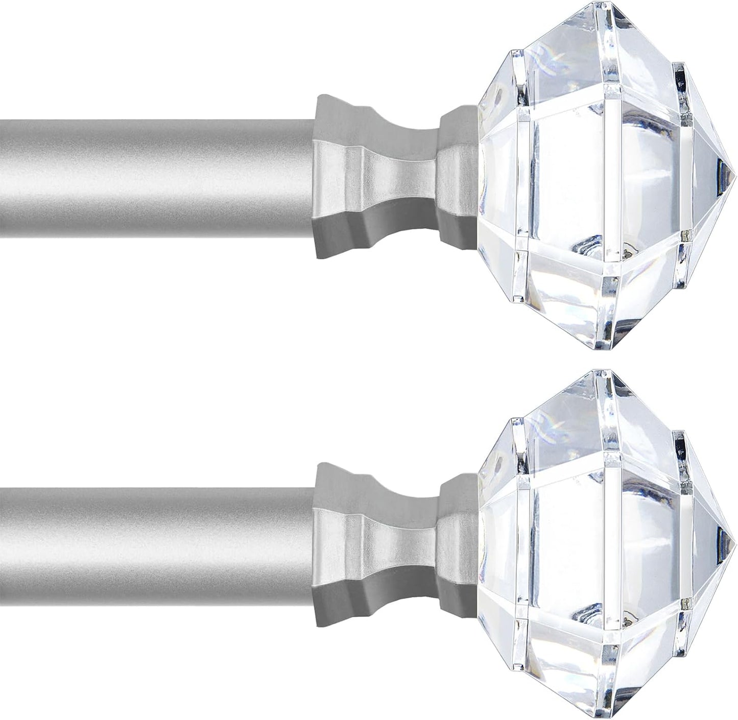 TONIAL Curtain Rods 32 to 58 Inch(2.6-4.8ft), Telescoping Splicing 3/4 Single Rods for Windows Decorative Drapery Rod with Acrylic Diamond Finial, Champagne Gold