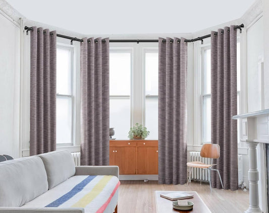 TONIAL Bay Window Curtain Rods, 36 to 72 Inch Center Rod for window, 20 to 36 Inch Side Rods for windows 3/4 Inch Decorative Drapery Rods with Small Cap Finial, Light Black