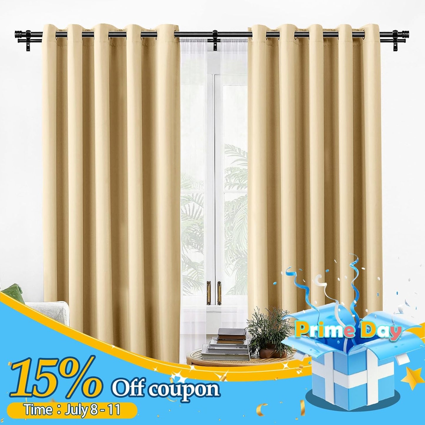 TONIAL1 Inch Double Curtain Rods for Windows 66 to 120 Inches, Heavy Duty Decorative Drapery Rod 32 to 144 Inches with Classic Cap Finial, Black