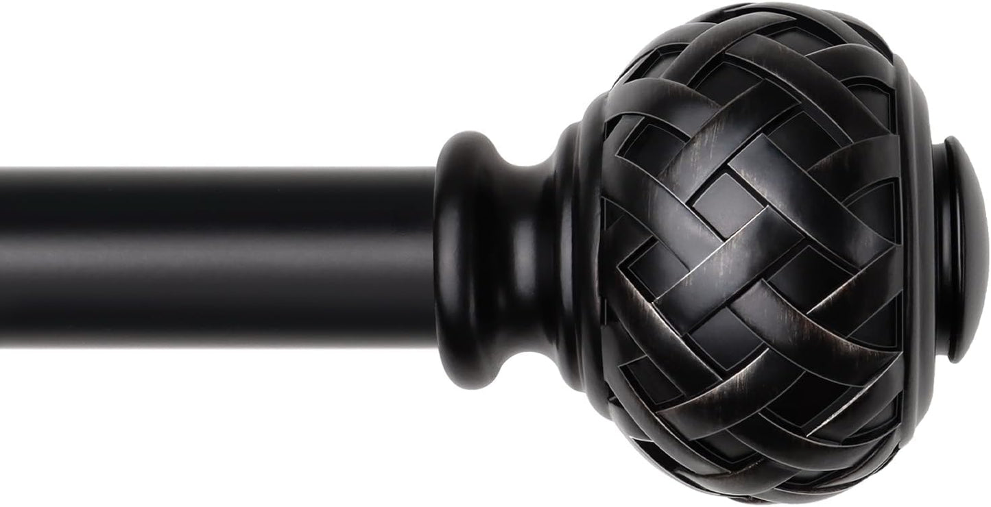 TONIAL Bronze Curtain Rod 32 to 120 Inches, 7/8 Adjustable Curtain Rods for Windows 20 to 116 Inches, Splicing Drapery Rods Heavy Duty with Netted Texture Finials