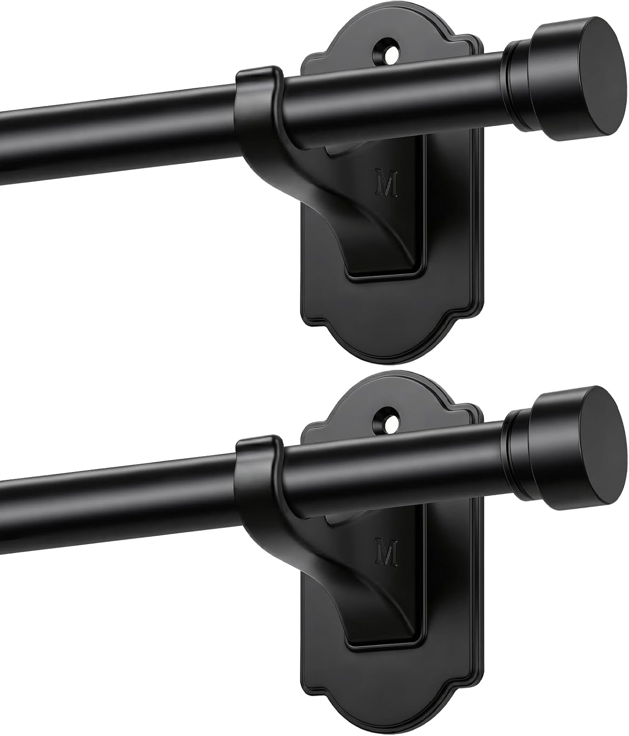 TONIAL Curtain Rods No Drilling for Windows from 54 to 82 Inches, 5/8 Inch Curtain Rod 32 to 86 inch with Adhesive Brackets, Renter Apartment Friendly Adjustable Drapery Rods, Black