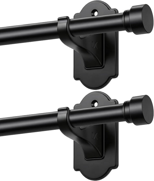 TONIAL Curtain Rods No Drilling for Windows from 54 to 82 Inches, 5/8 Inch Curtain Rod 32 to 86 inch with Adhesive Brackets, Renter Apartment Friendly Adjustable Drapery Rods, Black