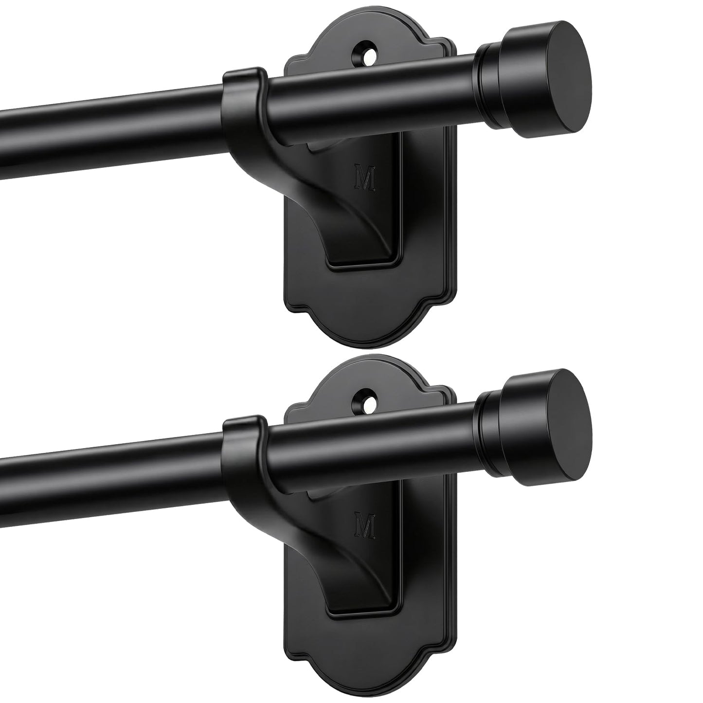 TONIAL Curtain Rods No Drilling for Windows from 54 to 82 Inches, 5/8 Inch Curtain Rod 32 to 86 inch with Adhesive Brackets, Renter Apartment Friendly Adjustable Drapery Rods, Black