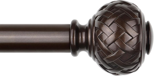 TONIAL Bronze Curtain Rod 32 to 120 Inches, 7/8 Adjustable Curtain Rods for Windows 20 to 116 Inches, Splicing Drapery Rods Heavy Duty with Netted Texture Finials