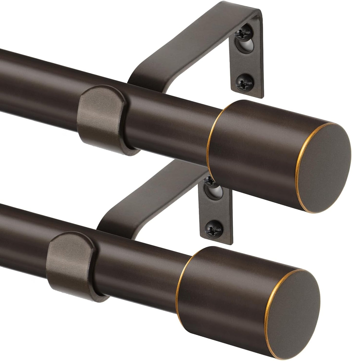 TONIAL Curtain Rod 32 to 58 Inch(2.6 to 4.8 ft), Adjustable Splicing Window Curtain Rods, 3/4 Drapery Rods for Windows 20 to 53 Inch, Decorative Single Rod with Modern Cap Finial, Bronze