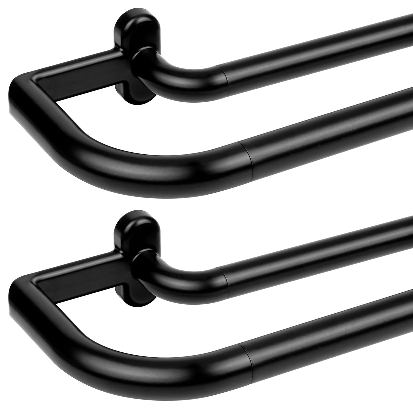 TONIAL Black Double Curtain Rods, Blackout Wrap Around Curtain Rod for Windows 20 to 54 Inches, 6/8 Inches Adjustable Drapery Rods 32 to 58 Inches for Room Darkening Curtains
