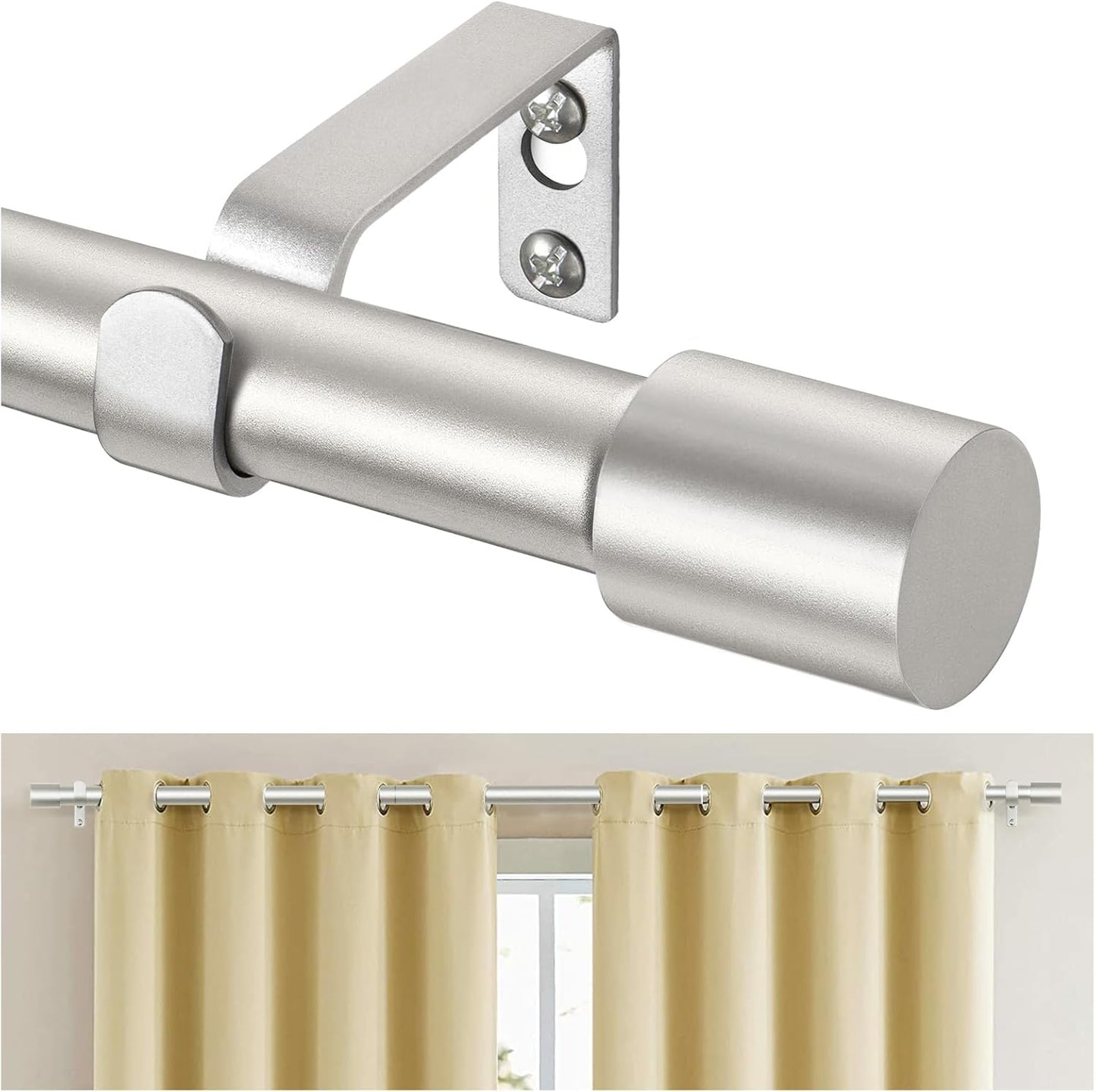 TONIAL Curtain Rod 32 to 58 Inch(2.6 to 4.8 ft), Adjustable Splicing Window Curtain Rods, 3/4 Drapery Rods for Windows 20 to 53 Inch, Decorative Single Rod with Modern Cap Finial, Bronze